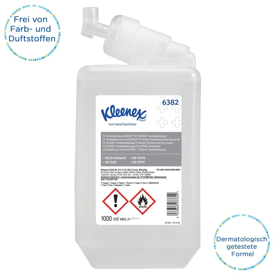KLEENEX® Händedesinfektionsgel, parfümfrei, farblos