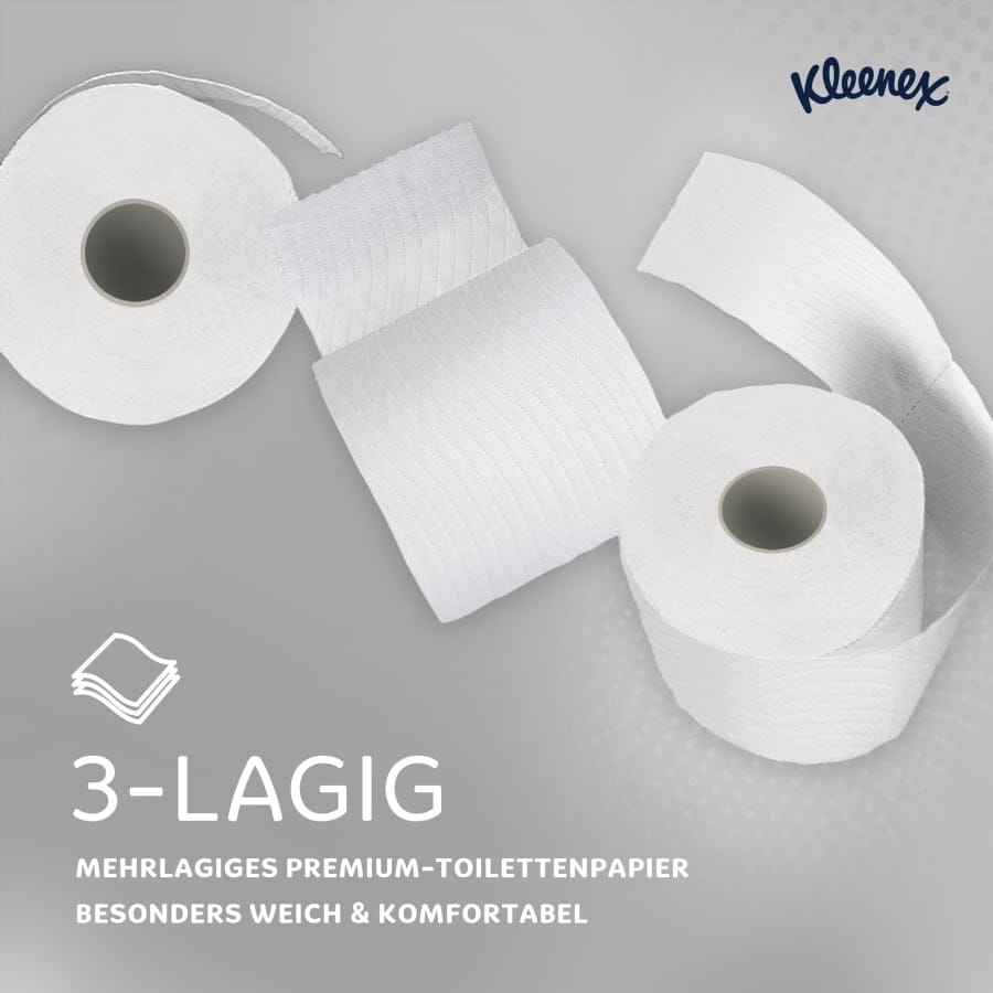 KLEENEX® Toilettenpapierrollen 3-lagig, weiß, Großpackung