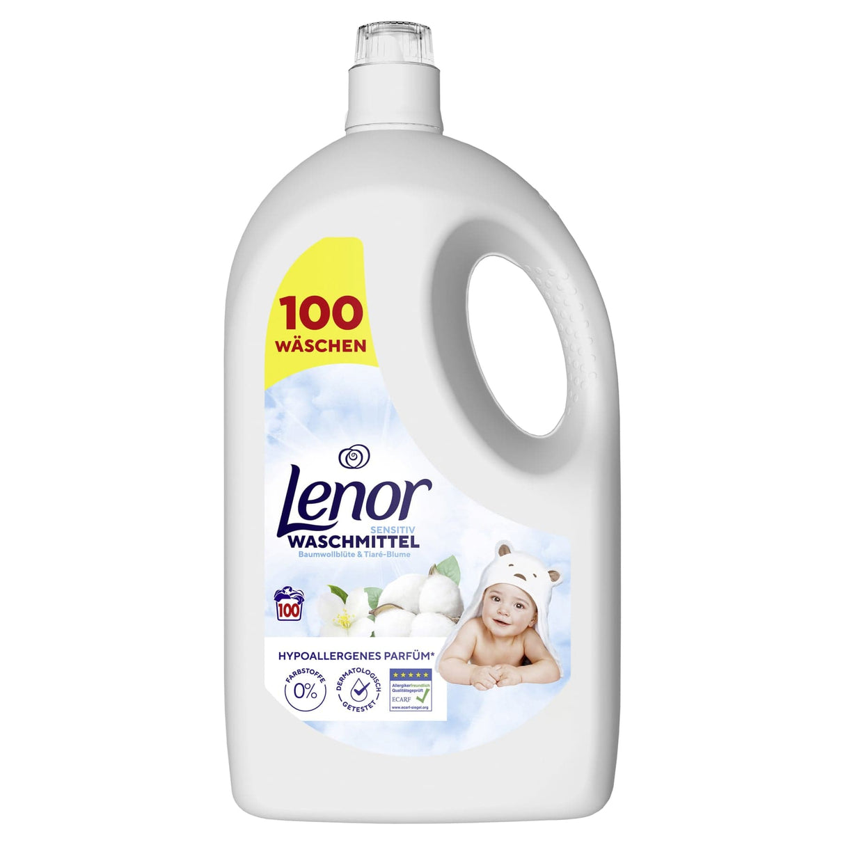 Lenor Sensitiv Flüssigwaschmittel Baumwollblüte & Tiaré-Blume 5 l