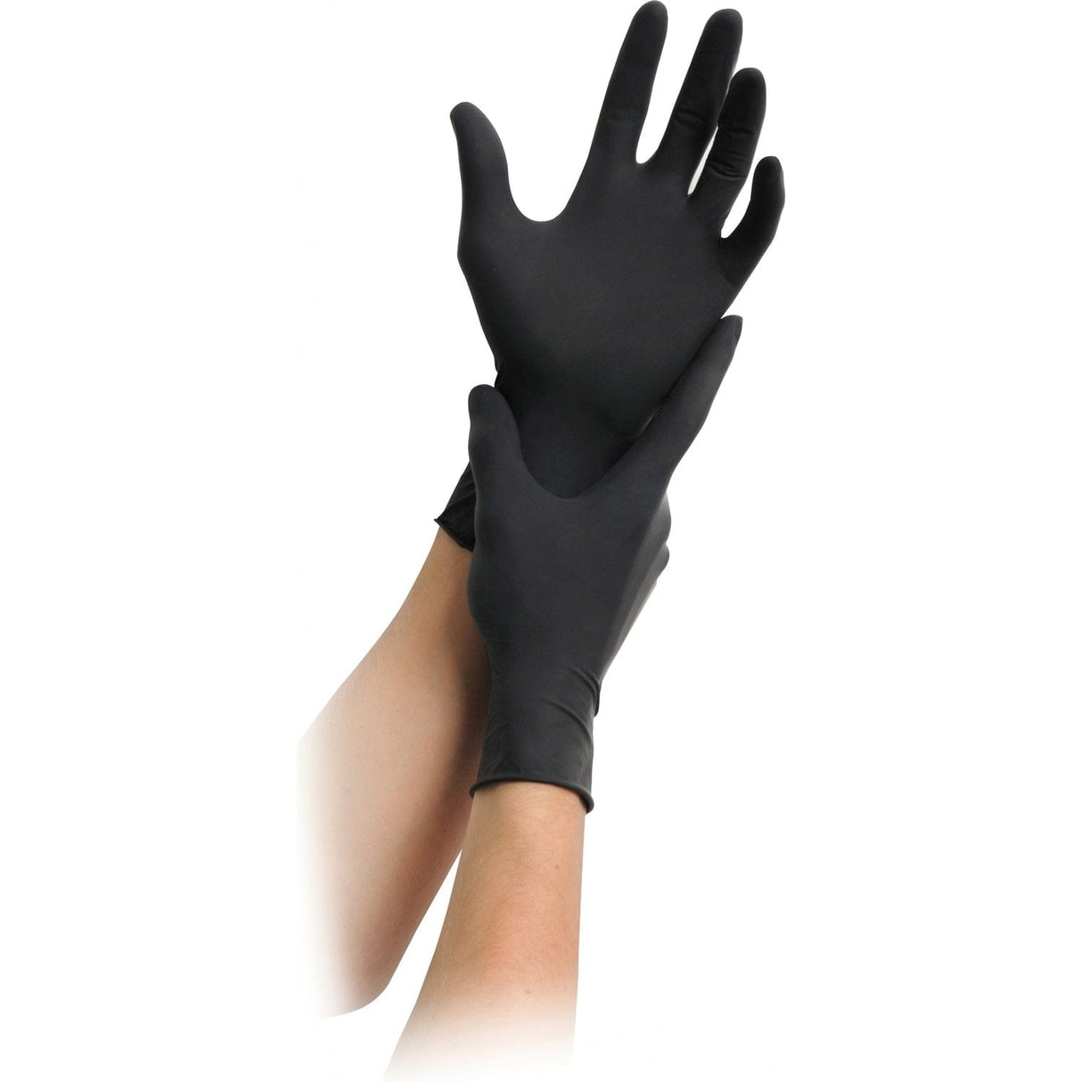 MaiMed schwarze Latexhandschuhe, puderfrei, ideal für Catering, Lebensmittelverarbeitung und Friseure.