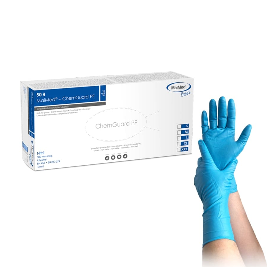 MaiMed ChemGuard blau Nitril Chemikalienschutzhandschuhe puderfrei M