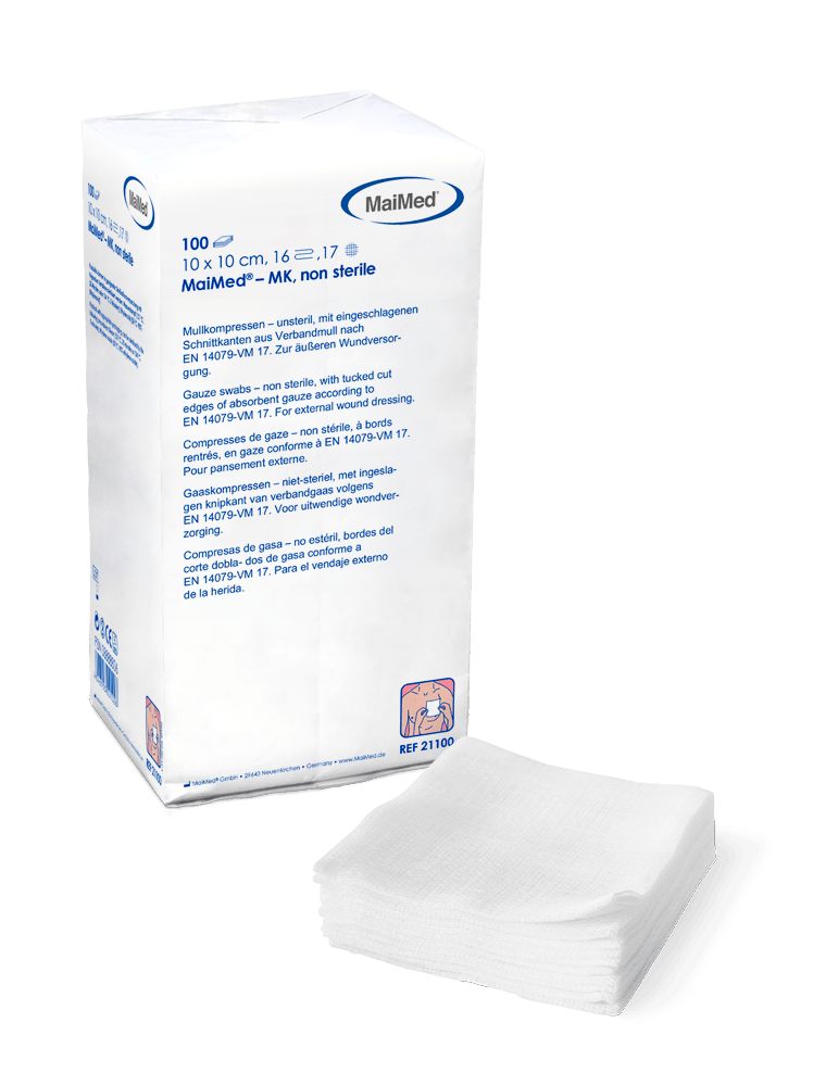 MaiMed MK Mullkompressen unsteril 12- und 16-fach 16-fach, 10 x 10 cm