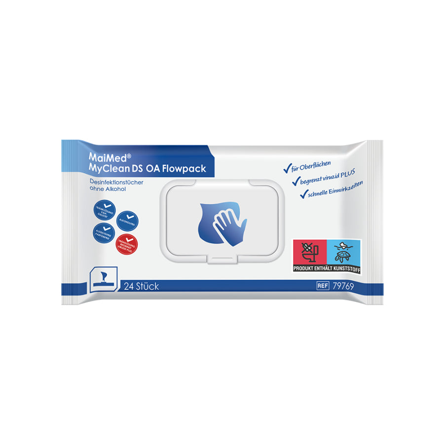 MaiMed MyClean DS OA Flowpack Desinfektionstücher ohne Alkohol 14 × 18 cm