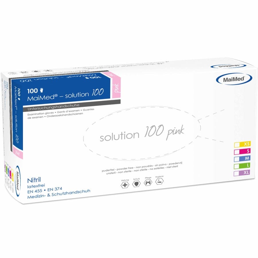 MaiMed solution 100 pink Nitril Einmalhandschuhe puderfrei