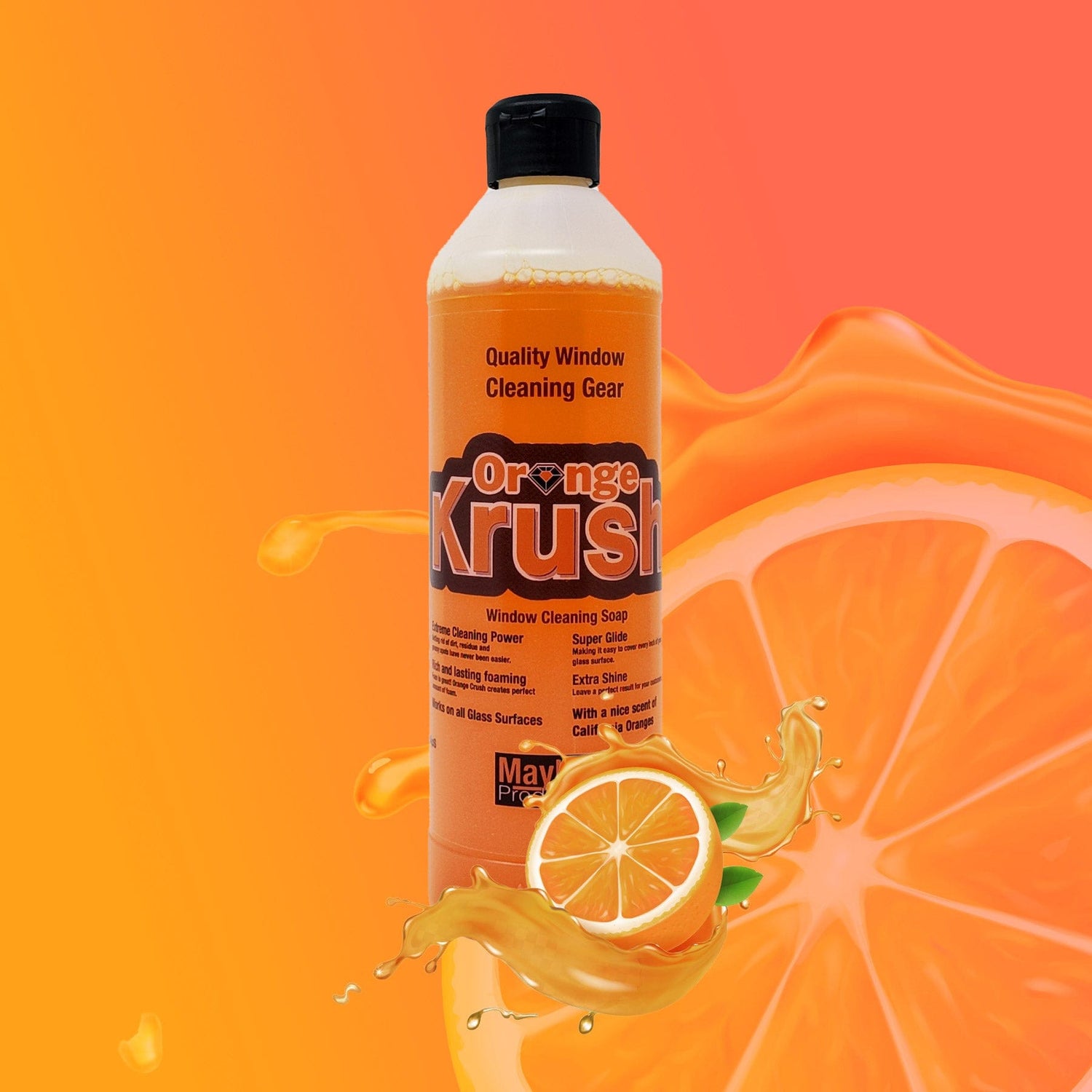 Maykker Orange Krush Glasreiniger - effektive Reinigung für Fenster mit frischem Duft und starker Reinigungskraft.