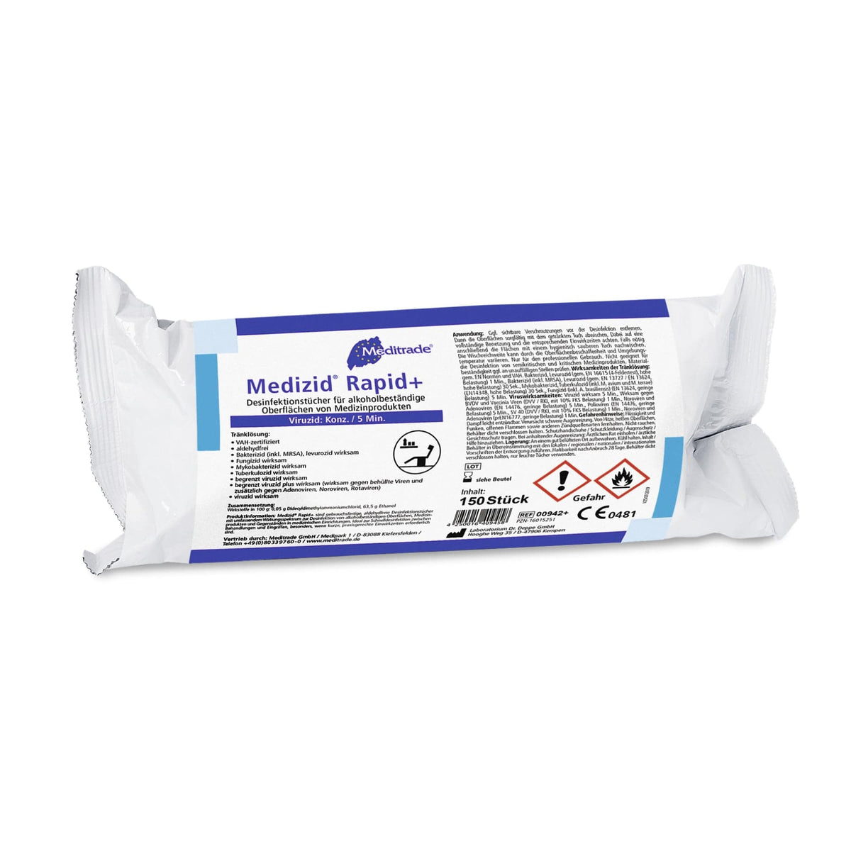 Meditrade Medizid® Rapid+ Desinfektionstücher 1 Beutel, 150 Tücher