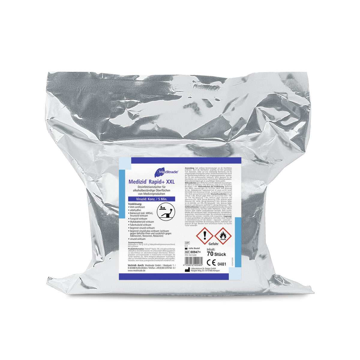Meditrade Medizid® Rapid+ Desinfektionstücher 70 Tücher