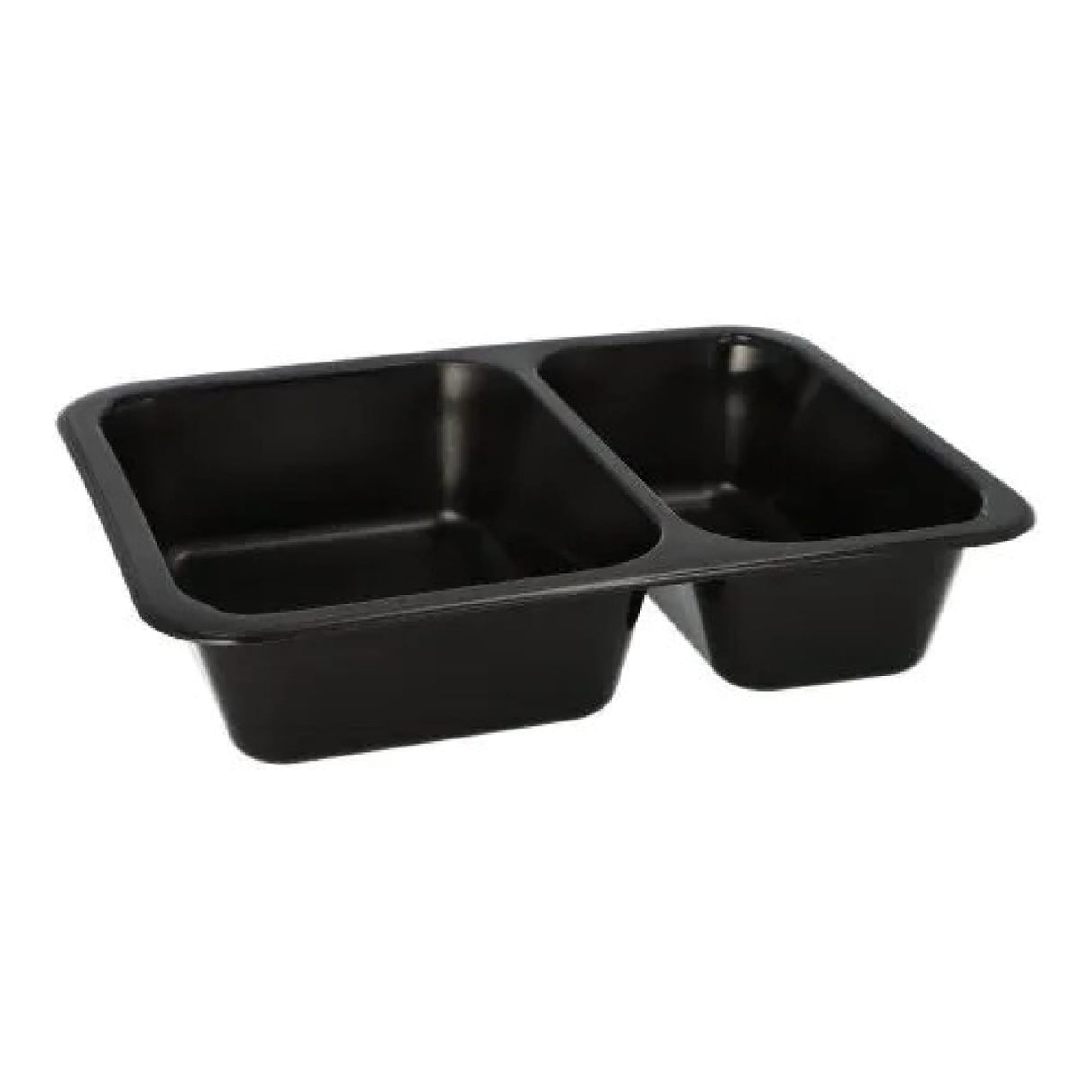 Menüschalen Mehrweg, Kunststoff, schwarz 1 Karton (20 Packungen × 20 Stück), 2-geteilt