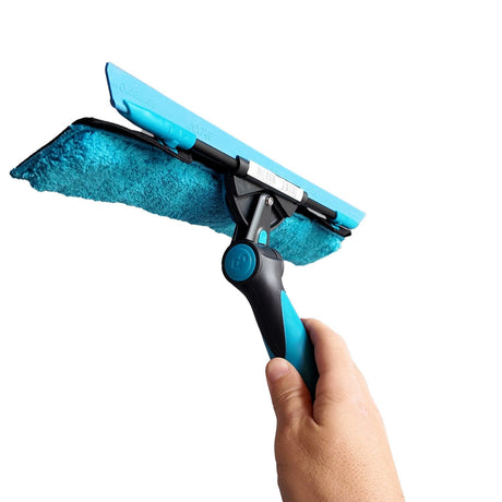 Moerman F*LIQ Starterset-Griff mit blauem Bezug für optimale Glasreinigung und Effizienz.