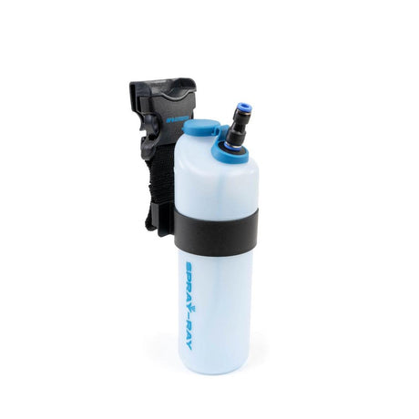 Moerman Spray Ray Reinigungssprühsystem mit ergonomischer Flasche und Halterung für Fensterreinigung.