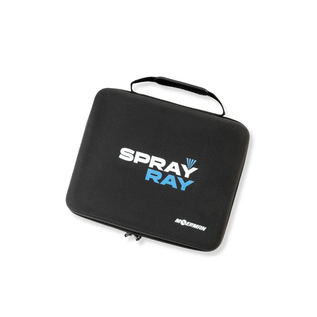 Schwarze Tragetasche für Moerman Spray-Ray Glasreinigungs-Sprühsystem, optimaler Schutz und Transport.