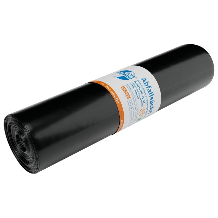 DEISS PREMIUM PLUS Müllsack 120L schwarz „Meistverkaufte“ Typ 70 1 Rolle = 25 Saecke