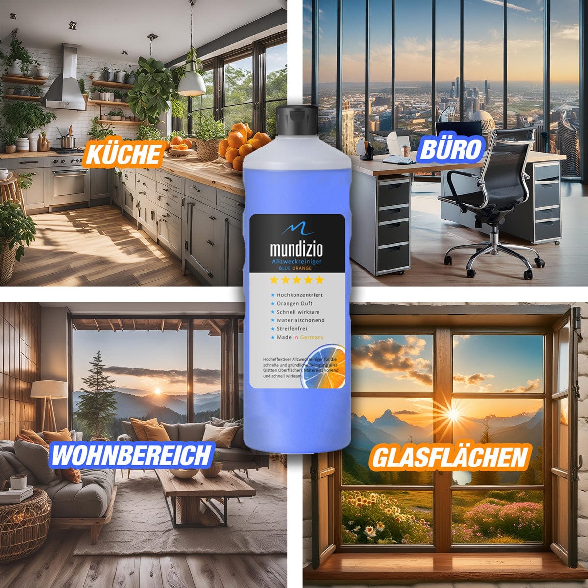 mundizio Allzweckreiniger Blue Orange im Sparpaket mit 12 Flaschen