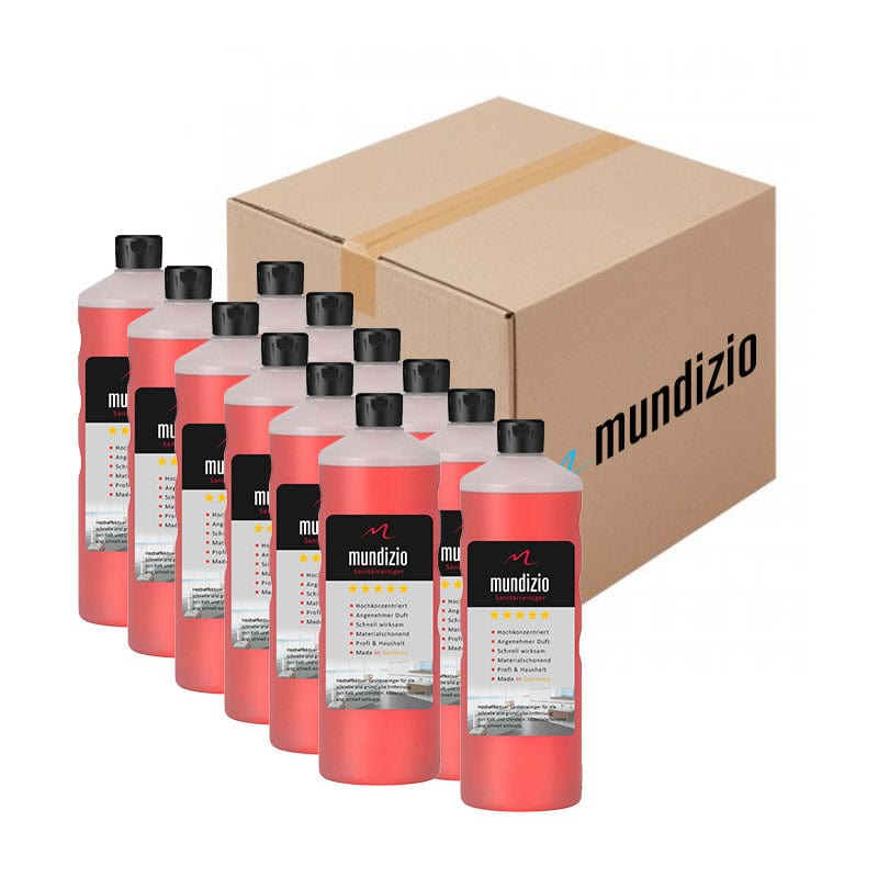 mundizio Sanitärreiniger mit Anti-Kalk Power im Sparpaket mit 12 Flaschen
