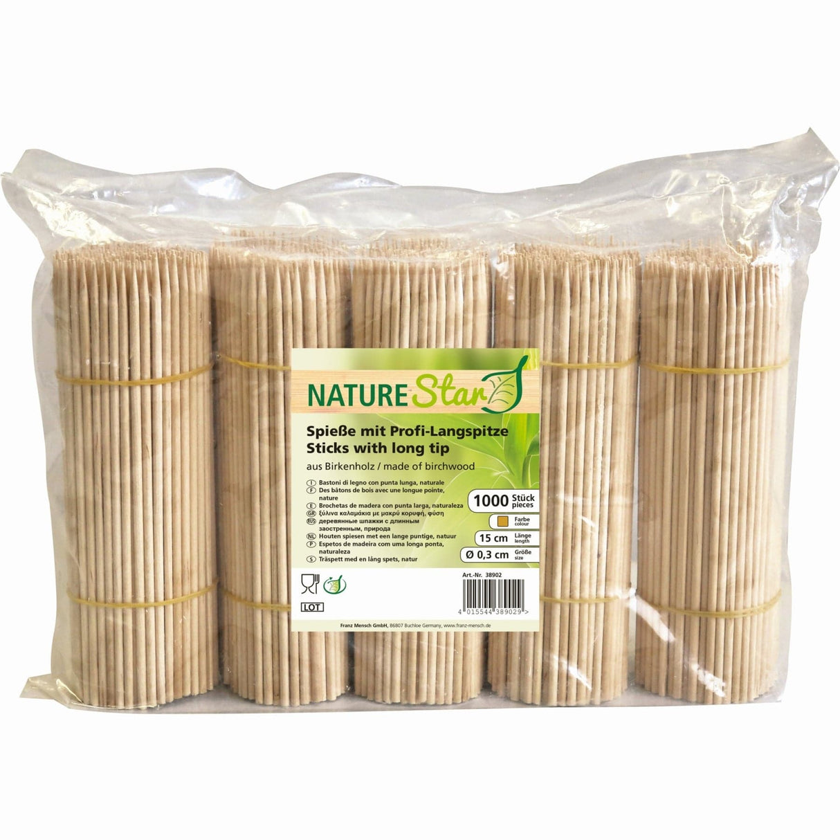 NATURESTAR® Bio Holz-Spieße mit Profi-Langspitze