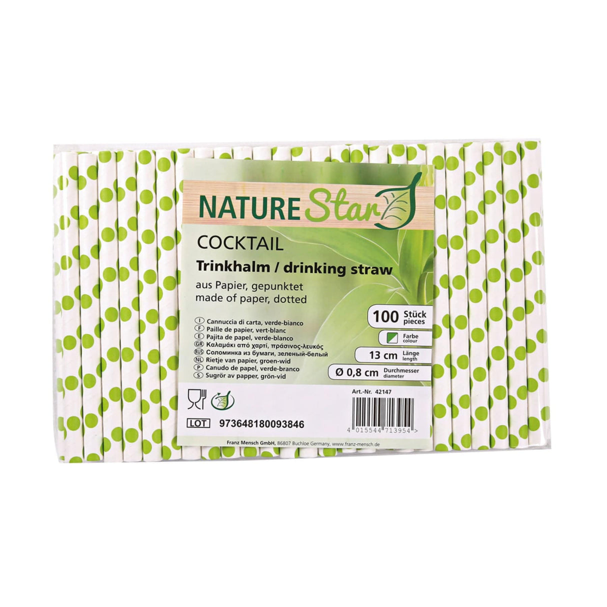 NATURESTAR Classic Papier-Trinkhalme, gestreift, 13 cm