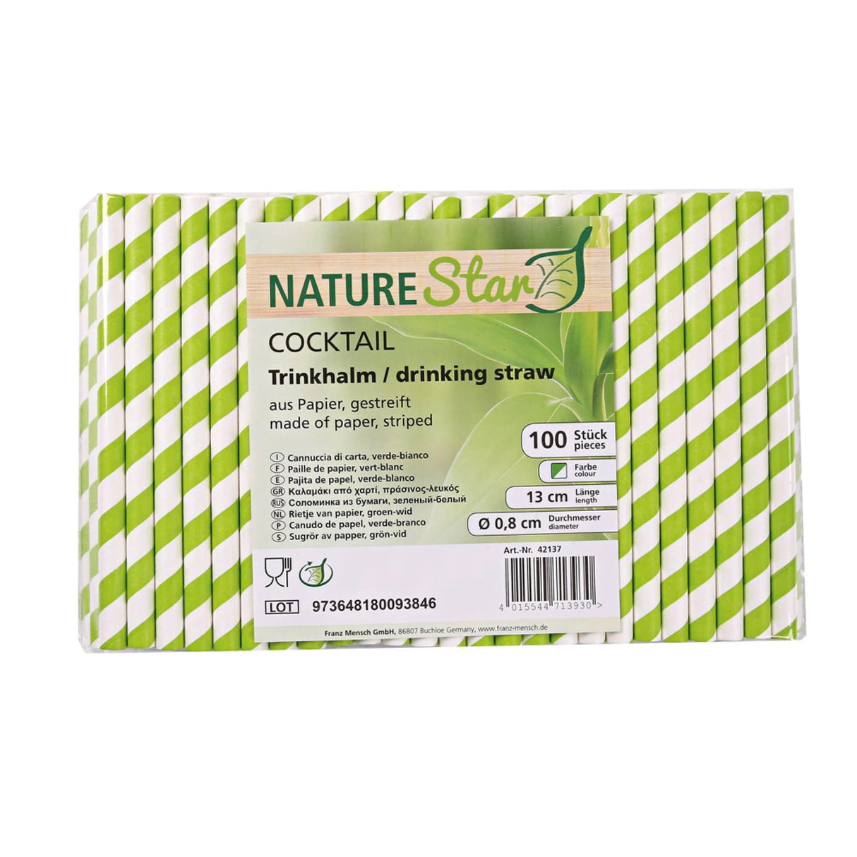 NATURESTAR Classic Papier-Trinkhalme, gestreift, 13 cm