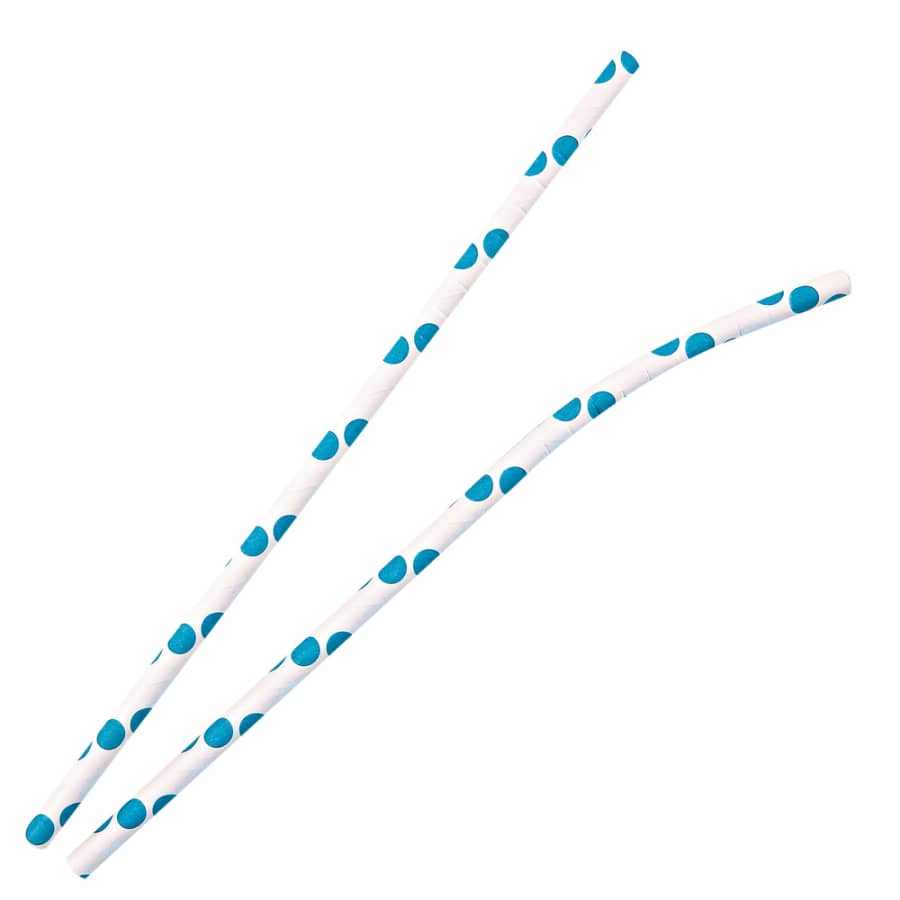 NATURESTAR® Flex Papier-Trinkhalme, gepunktet mit Knick, 19,7 cm 1 Packung (100 Stück), Blau-Weiß