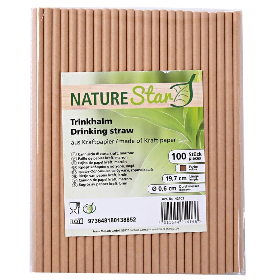 NATURESTAR Papier-Trinkhalme einfarbig, 19,7 cm