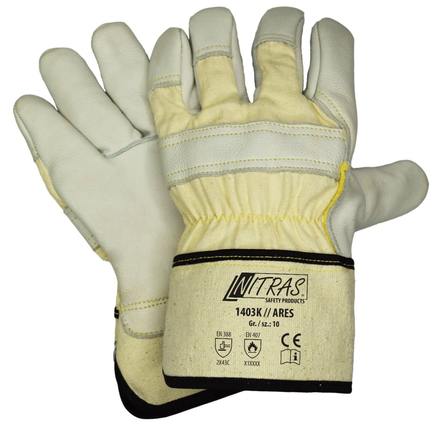 NITRAS ARES Rindvolllederhandschuhe Gr. 9 – 1 Packung (12 Paar)