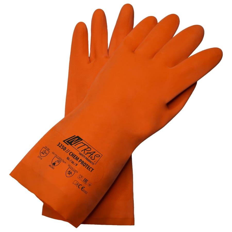 NITRAS "Chem Protect" Säureschutzhandschuhe Größe 7 – 1 Karton (144 Paar)