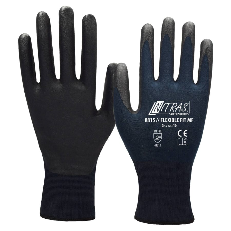 NITRAS FLEXIBLE FIT MF Strickhandschuhe, dunkelblau Größe 9 – 1 Karton (144 Paar)