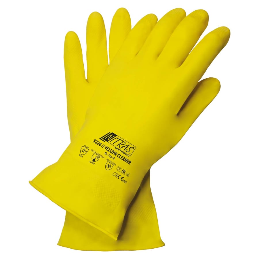 NITRAS Latex-Haushaltshandschuhe Größe M (8) – 1 Karton (144 Paar)