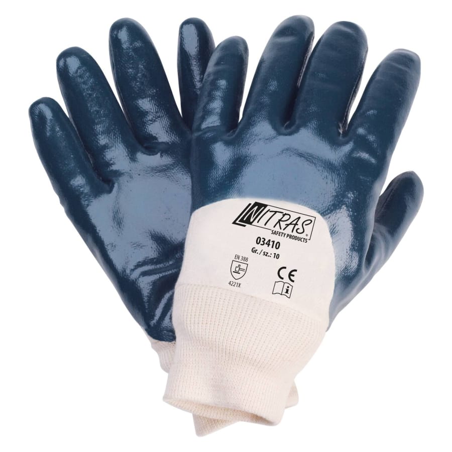 NITRAS Nitrilhandschuhe, teilbeschichtet 10 – 1 Packung (12 Paar)