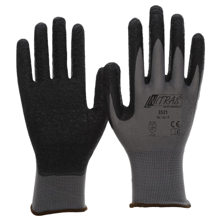 NITRAS Nylonhandschuhe mit Strickbund, flexibel L (8) – 1 Packung (12 Paar)