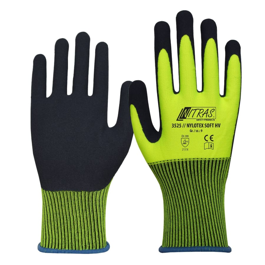 NITRAS NYLOTEX SOFT HV Schutzhandschuhe, neongelb Größe 7 – 1 Paar