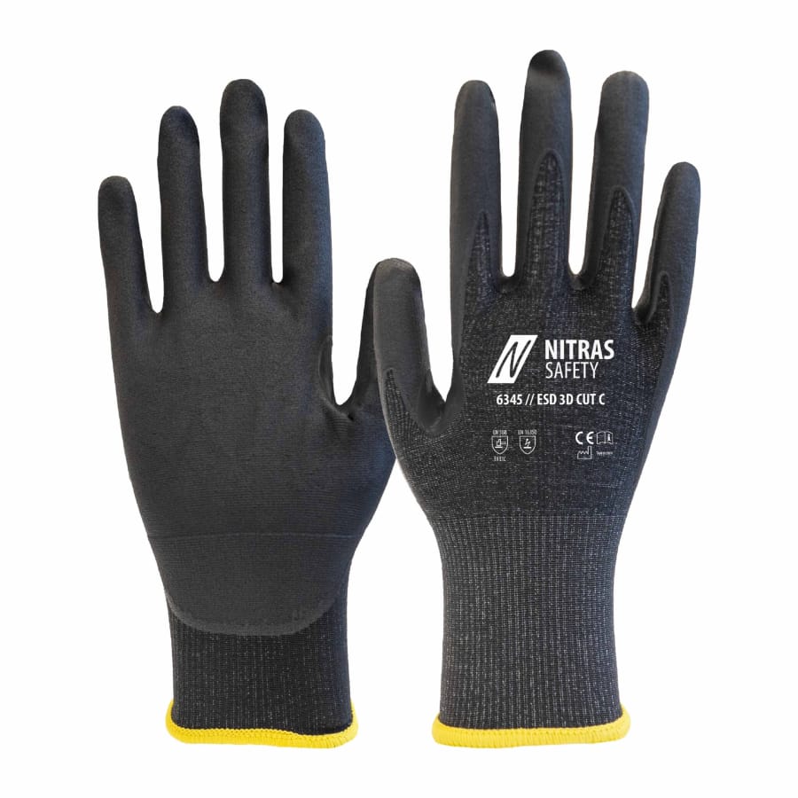 Nitras Safety ESD-Handschuhe 3D CUTC, Schnitthandschuh 8 – 1 Paar
