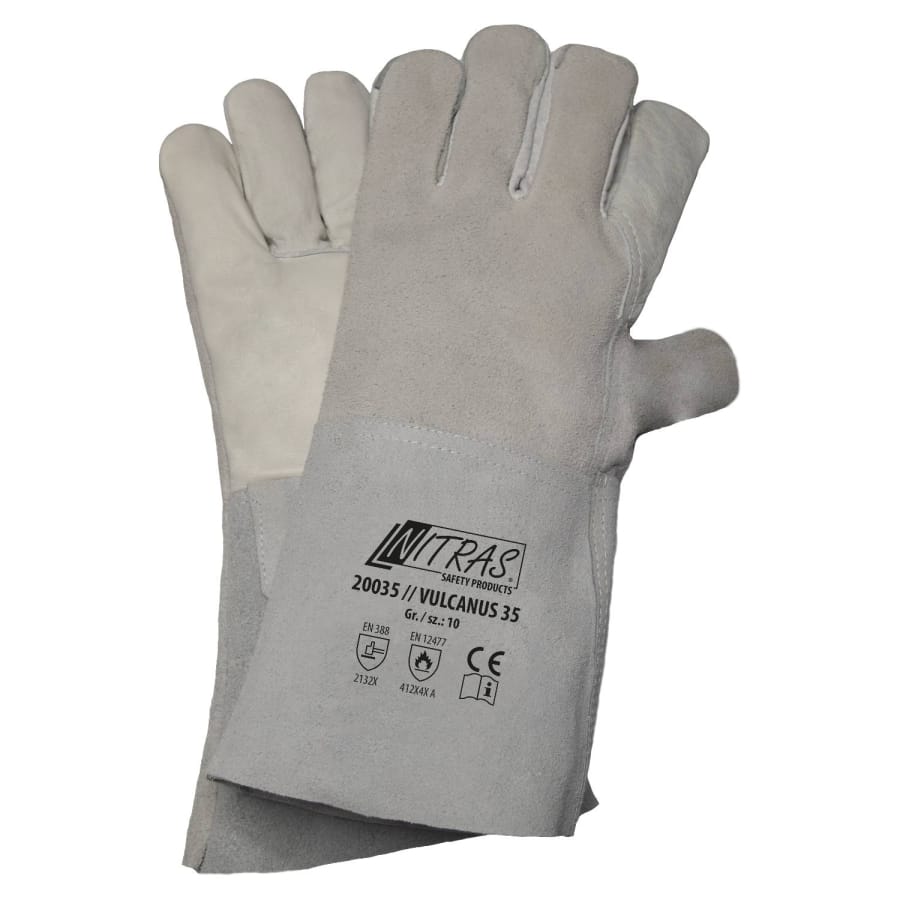 NITRAS "Vulcanus 35" 5-Finger Schweißerhandschuhe 9 – 1 Karton (120 Paar)