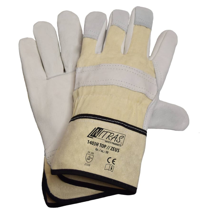 NITRAS "Zeus" Rindvolllederhandschuhe Größe 12 – 1 Packung (12 Paar)
