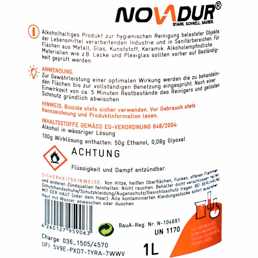 NOVADUR Flächenreiniger auf Basis Alkohol