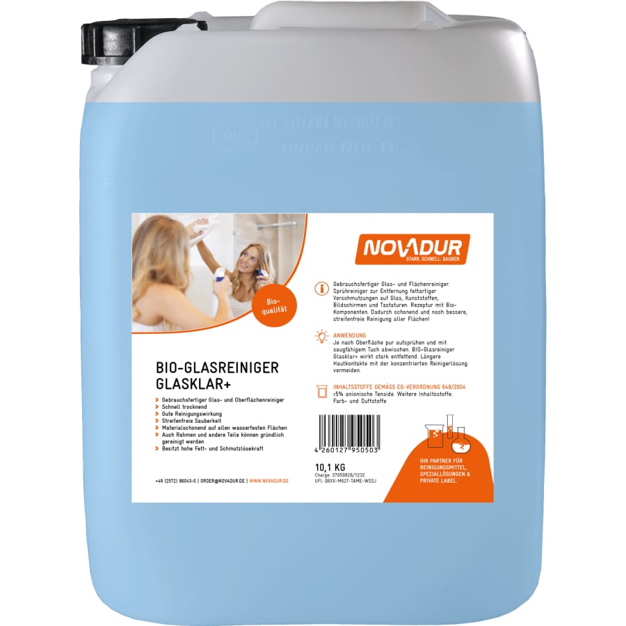 NOVADUR Glasklar+ Bio-Glasreiniger 10 Liter - Kanister