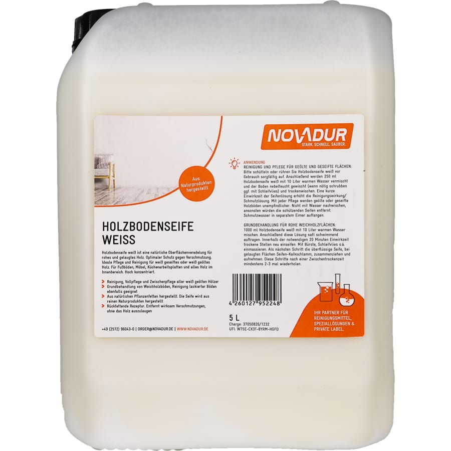 NOVADUR Holzbodenseife weiß 5 l - Kanister