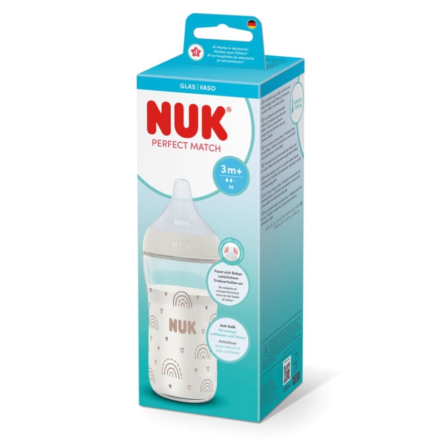 NUK Perfect Match Babyflasche mit Temperaturkontrolle Glasflasche 230 ml