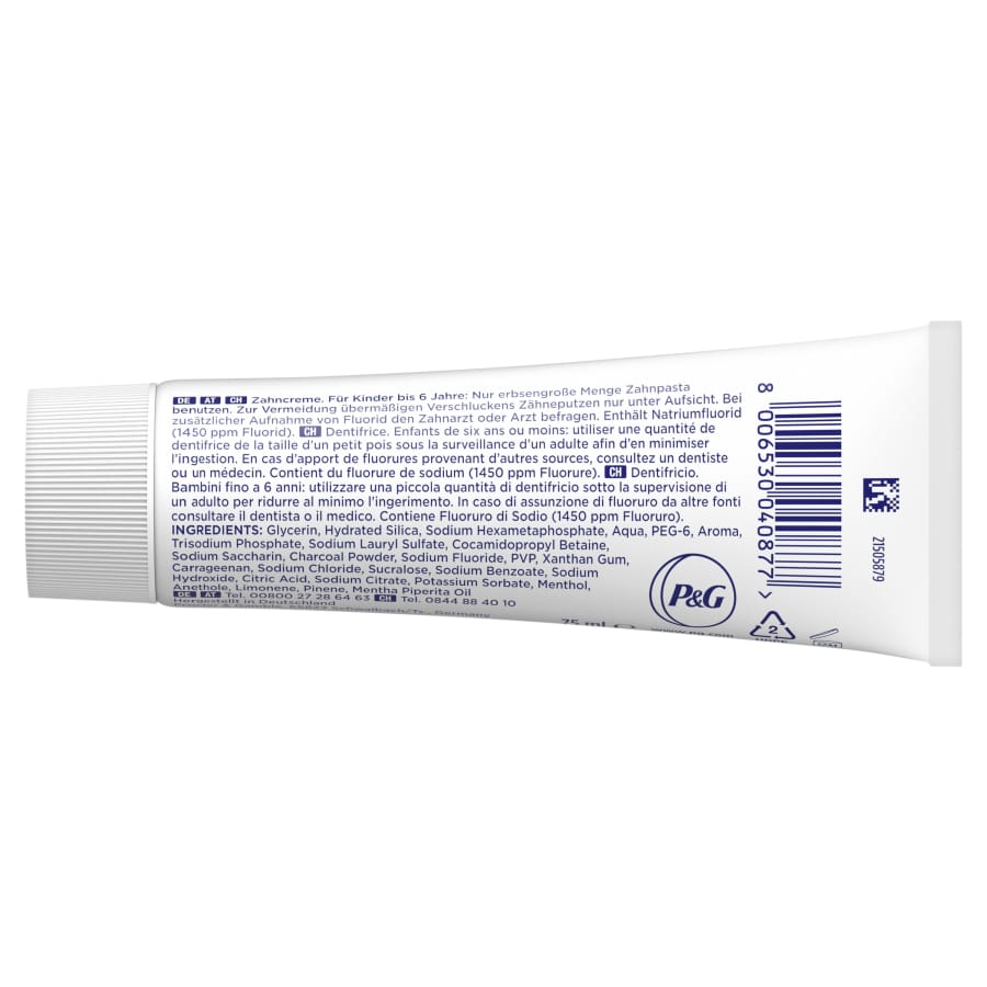 Oral-B 3D White Luxe Charcoal Zahncreme, Pfefferminze