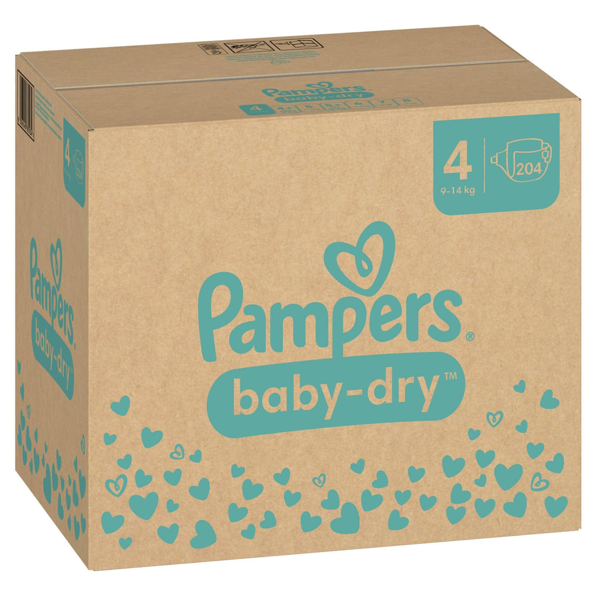 Pampers Baby Dry 4 Maxi Windeln, 9-14 kg 1 Monatsbox = 204 Windeln