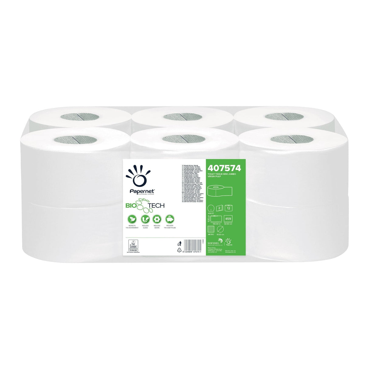 Papernet Bio Tech Toilettenpapier 2-lagig Mini Jumborollen