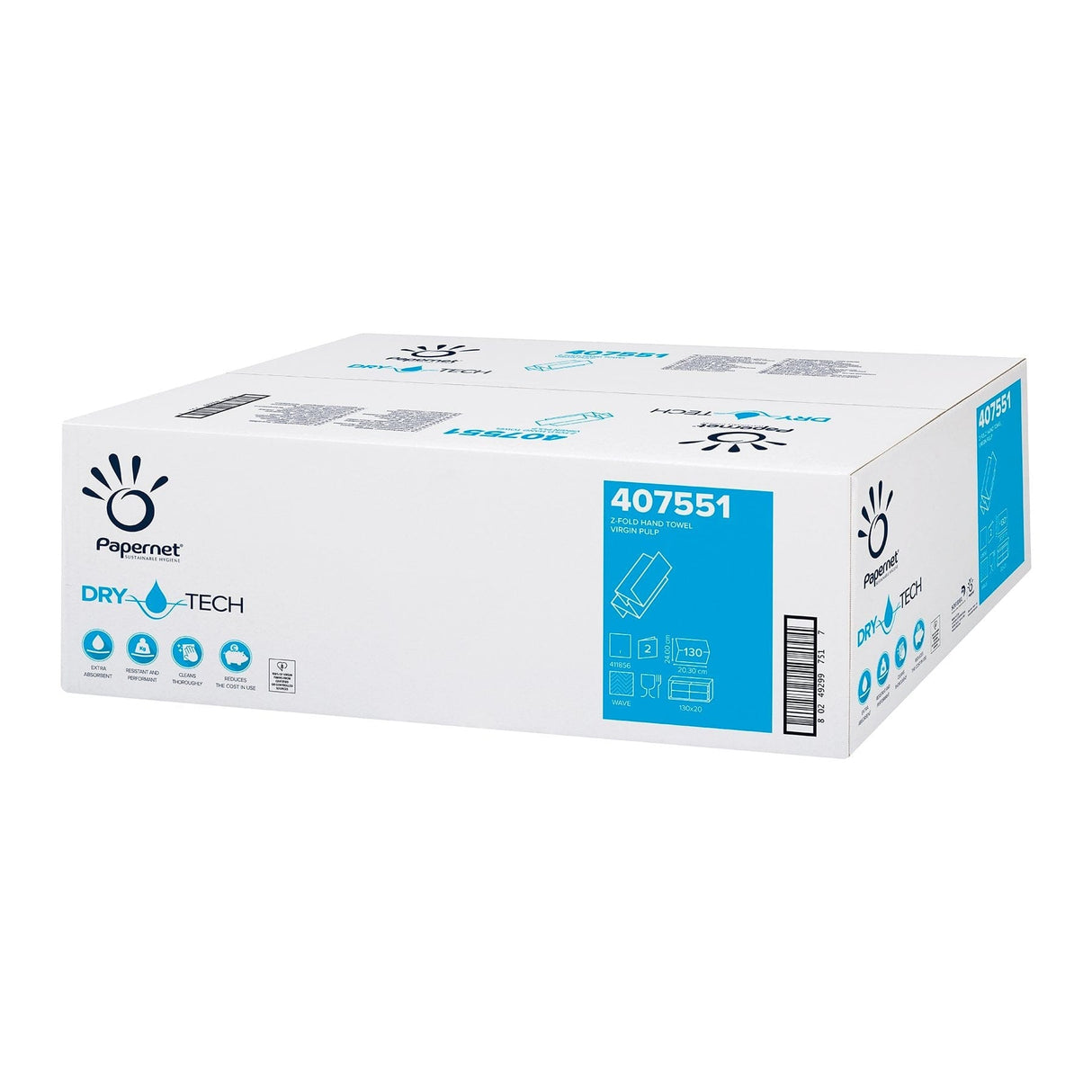 Papernet Z-Falz Handtuchpapier 2-lagig extrem saugstark Wave