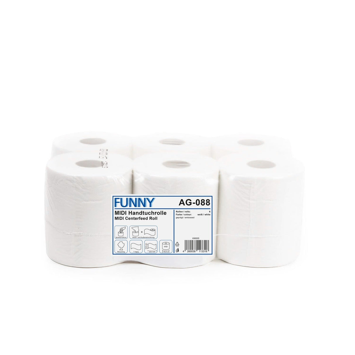 Papierhandtuch-Rolle, 1-lagig, weisslich