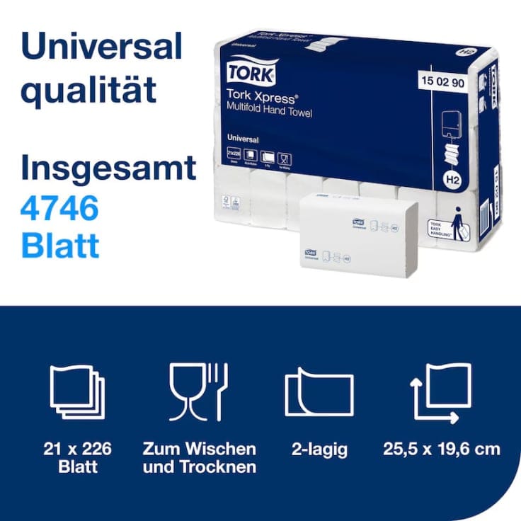 Tork Xpress Multifold Papierhandtücher 2-lagig hygienische Handtrocknung