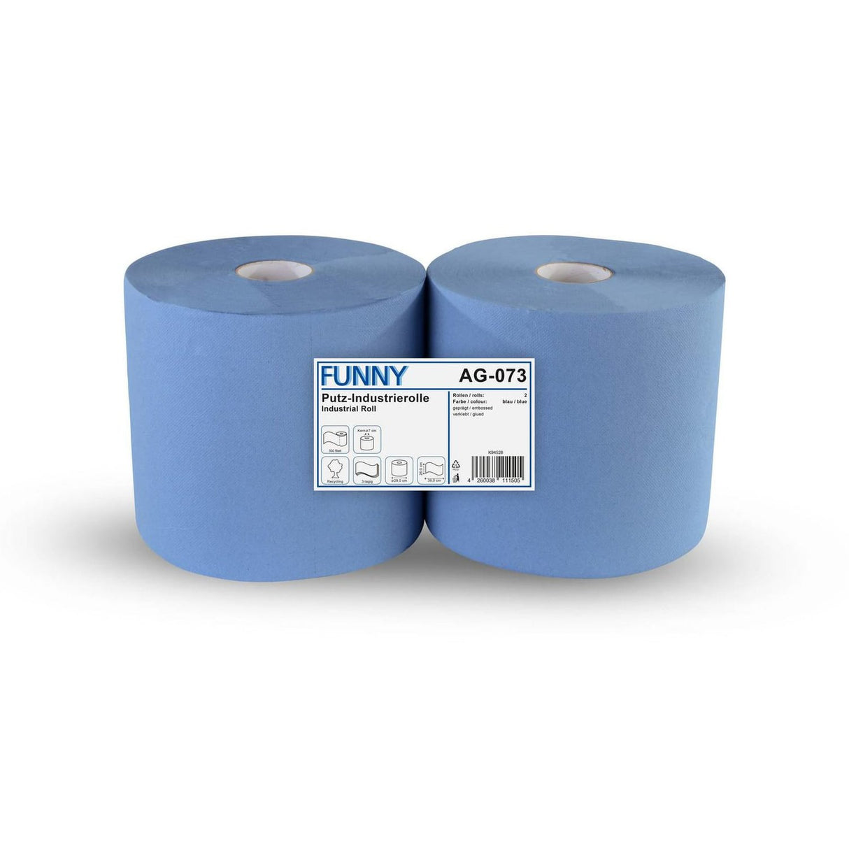 Papierputztuch auf Rolle, 26x38 cm, 3-lagig, blau 1 Paket = 2 Rollen