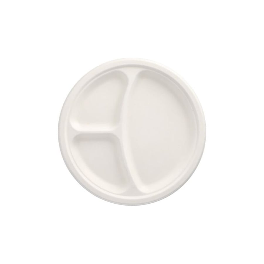 Papstar 50 Teller, Zuckerrohr, 3-geteilt Ø 26 cm