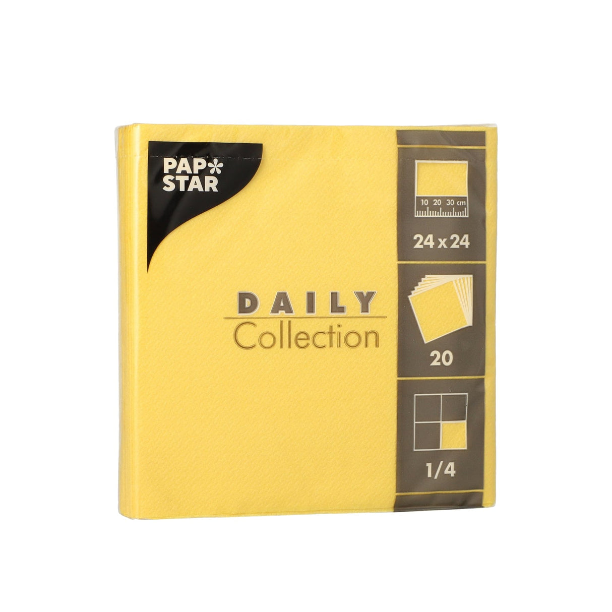 Papstar DAILY Collection Servietten, 24x24 cm, 1/4 Falz, gelb 1 Karton (20 Packungen × 20 Stück)