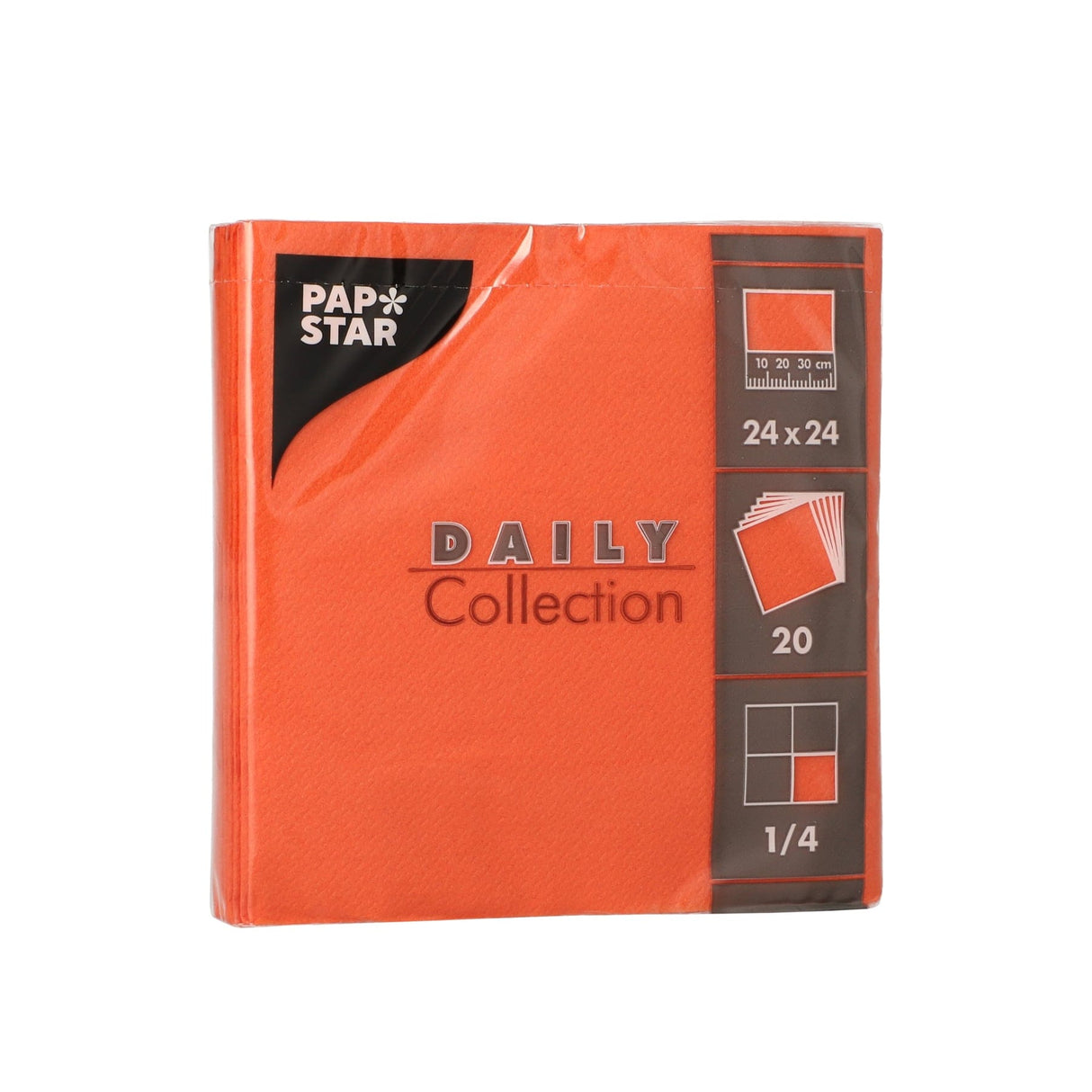 Papstar DAILY Collection Servietten, 24x24 cm, 1/4, nektarine 1 Karton (20 Packungen × 20 Stück)