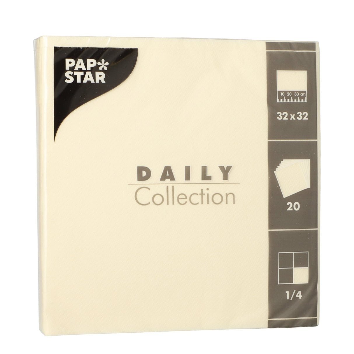 Papstar DAILY Collection Servietten, 32x32 cm, 1/4, champanger 1 Karton (15 Packungen × 20 Stück)