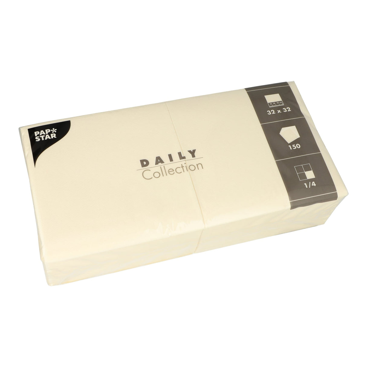 Papstar DAILY Collection Servietten, 32x32 cm, 1/4, champanger 1 Karton (6 Packungen × 150 Stück)