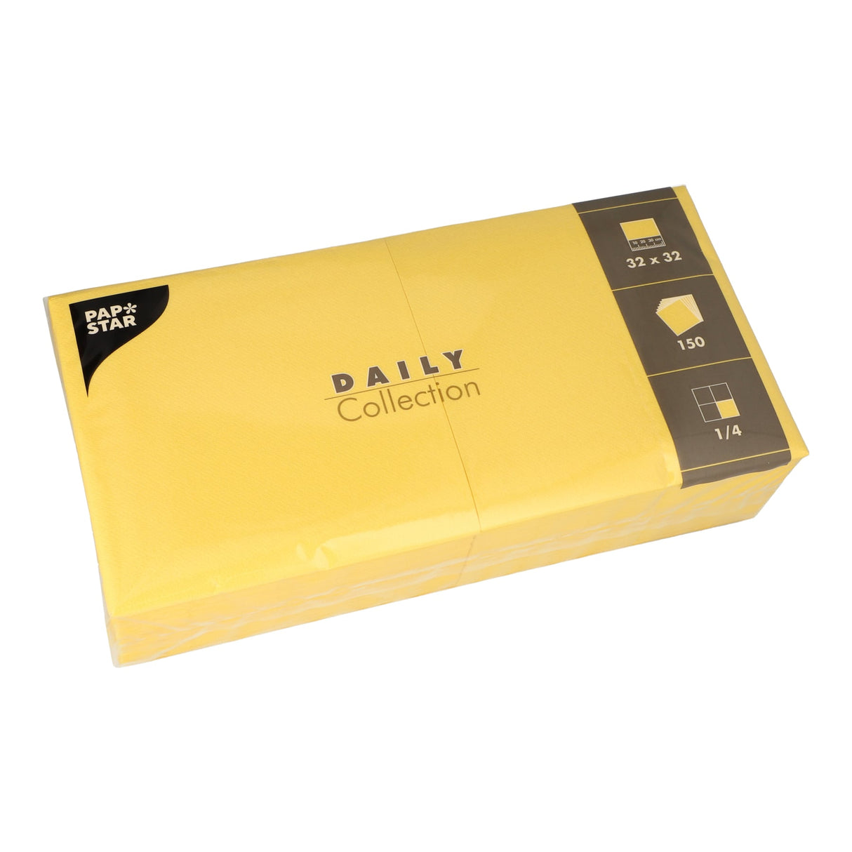 Papstar DAILY Collection Servietten, 32x32 cm, 1/4 Falz, gelb 1 Karton (6 Packungen × 150 Stück)